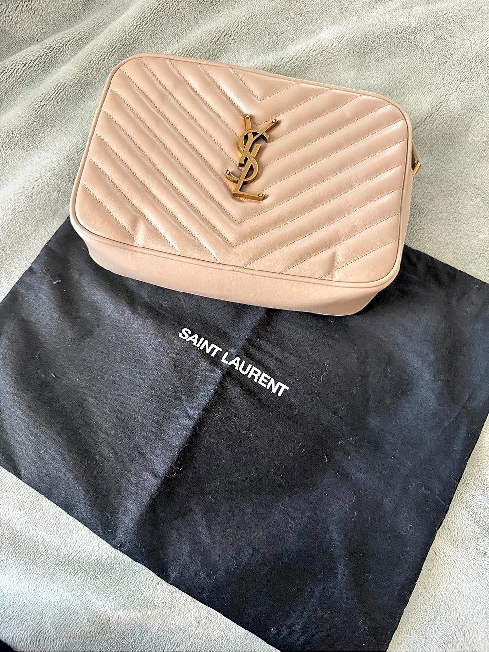 Saint Laurent Lou Camera Bag in Quilted Leather Pink/Tan